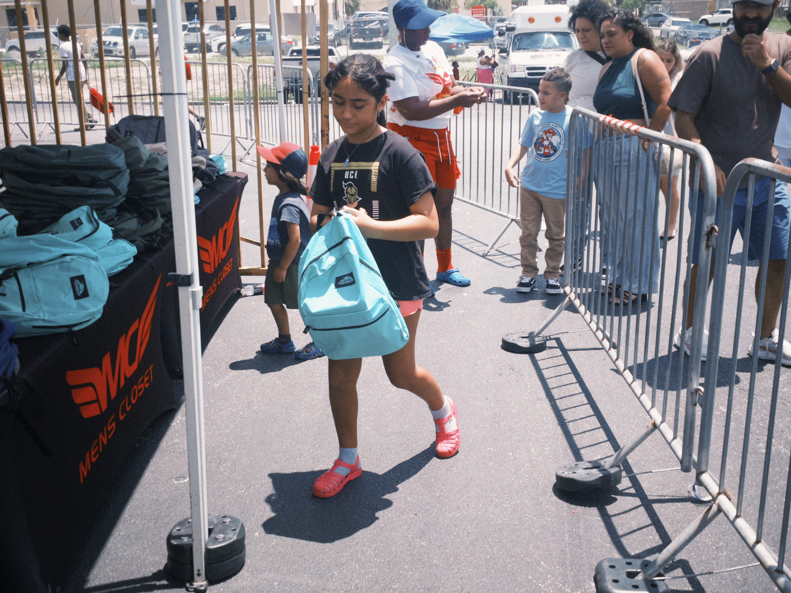 Girl carrying backpack