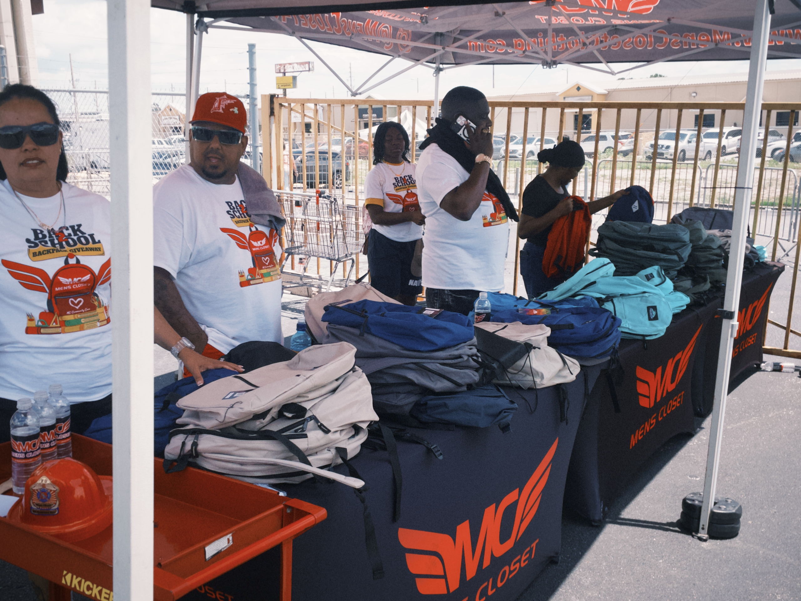 Backpacks ready to be given away